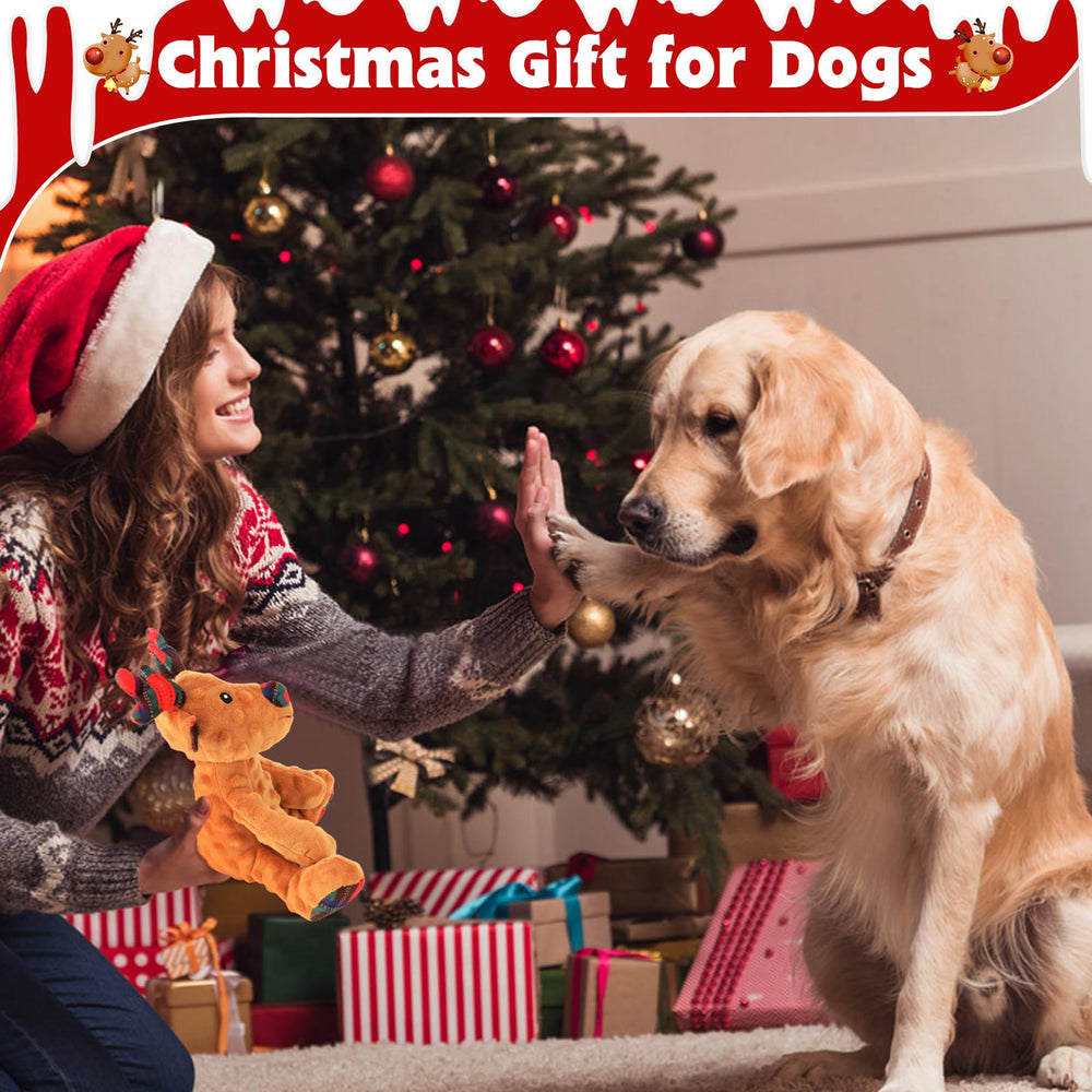 YUEPET hand embroidery stitched reindeer toy showing sturdy construction