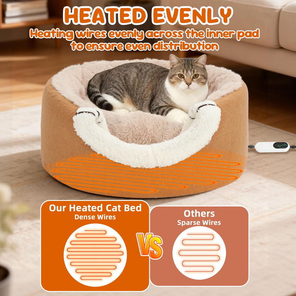YUEPET heated cat bed cave side view, compact warmth and hideaway.