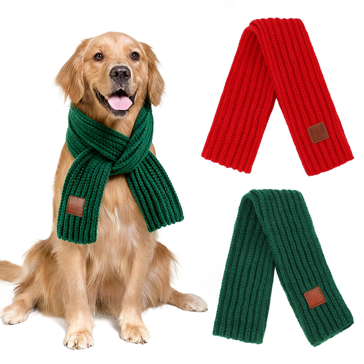 YUEPET large warm dog scarf red pack worn for winter warmth and festive style
