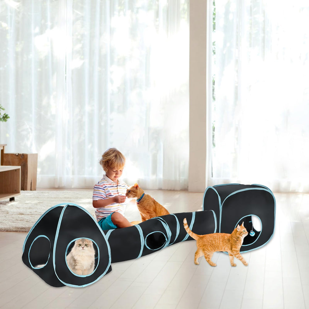 YUEPET pets play area inside tunnel highlights space for active pets.