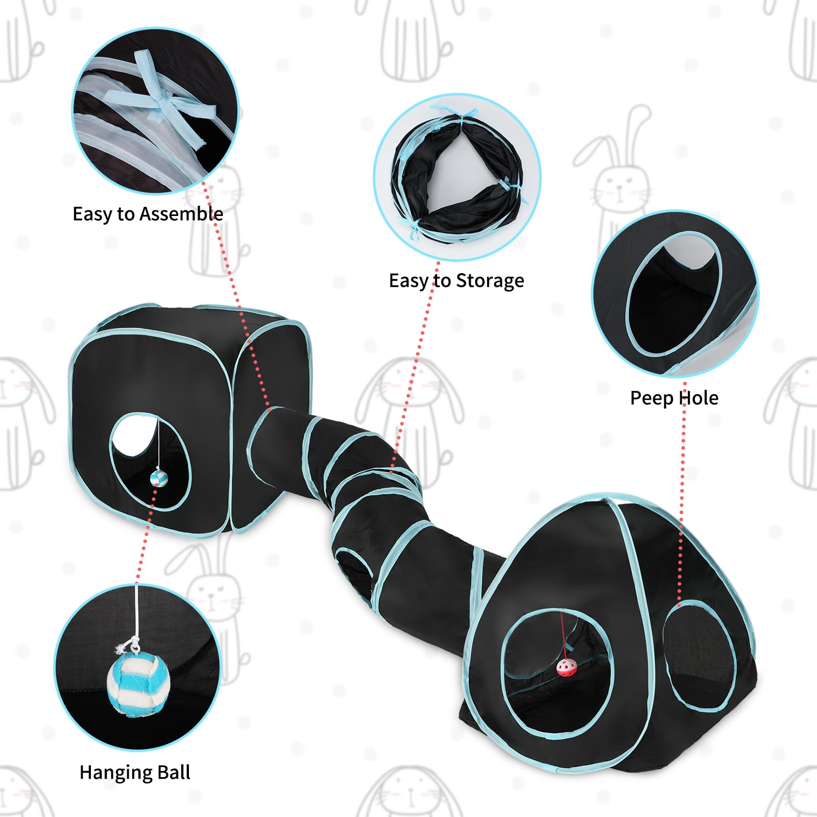 YUEPET rabbit tent 18-inch blue offers cozy hide-and-seek space.