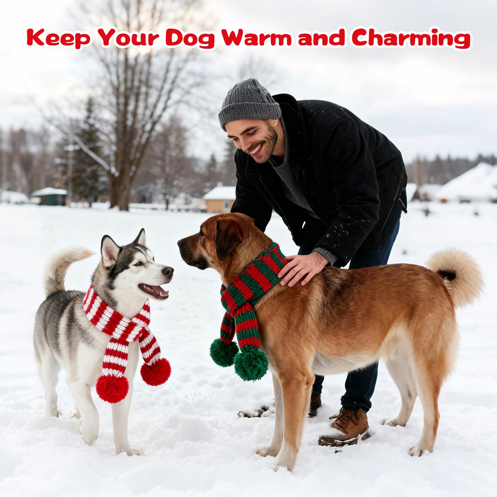 YUEPET two piece red and green dog scarves set.