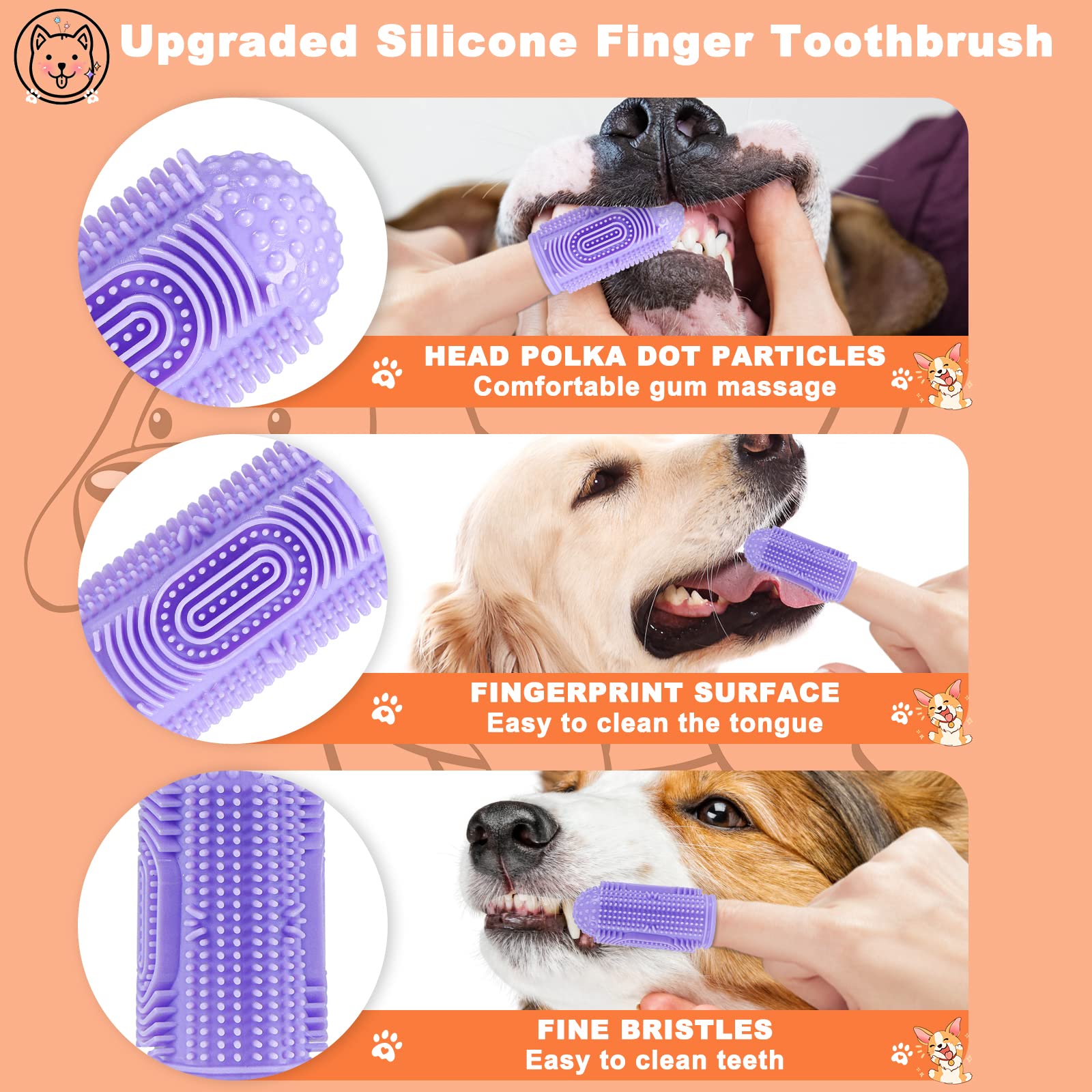 YUEYUEJIA finger brush close-up—gum-massaging silicone bristles for dental care.