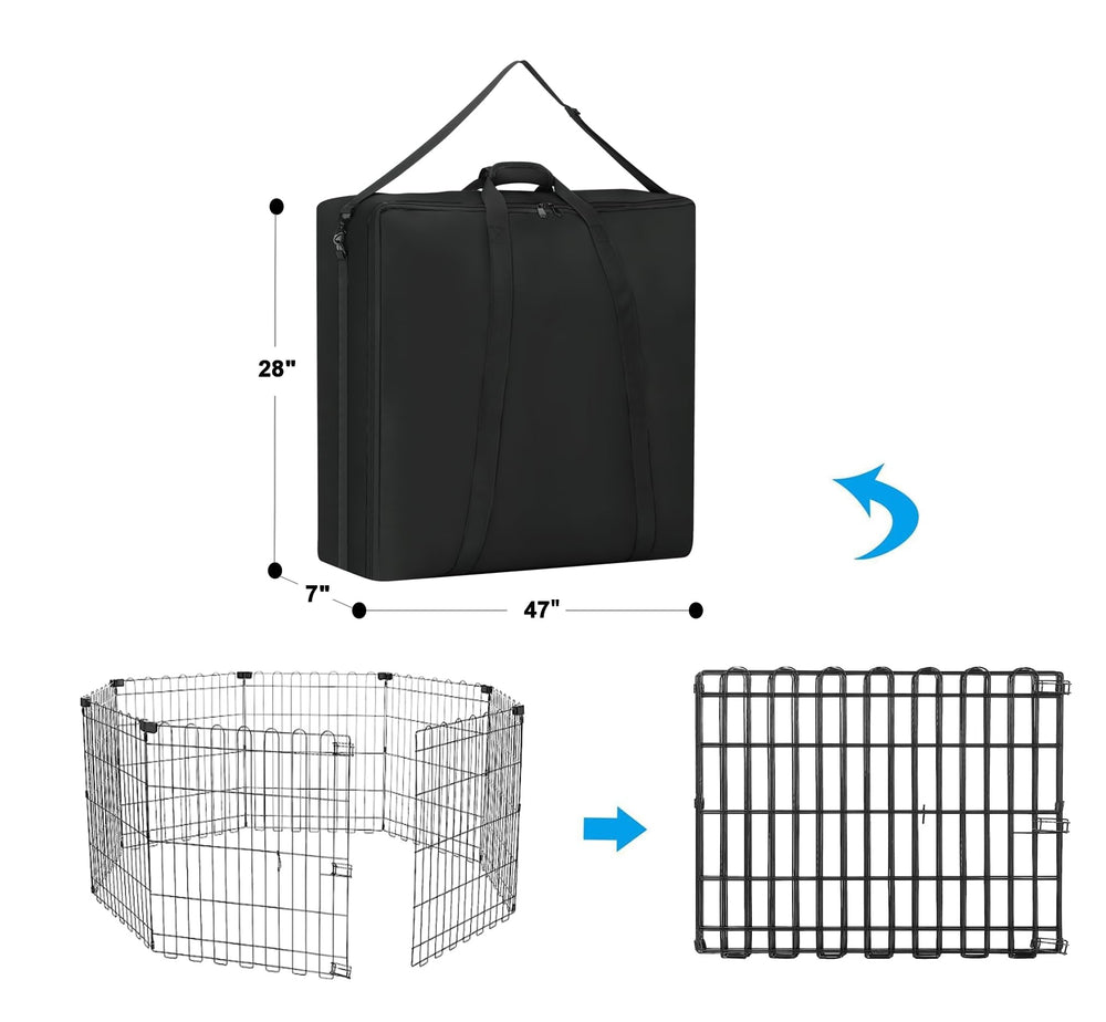 YUFYIG 45-inch dog playpen storage bag with retractable straps enables flexible travel