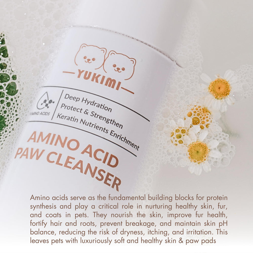 YUKIMI Premium Paw Cleanser dermatologist-certified badge communicates hypoallergenic, gentle care