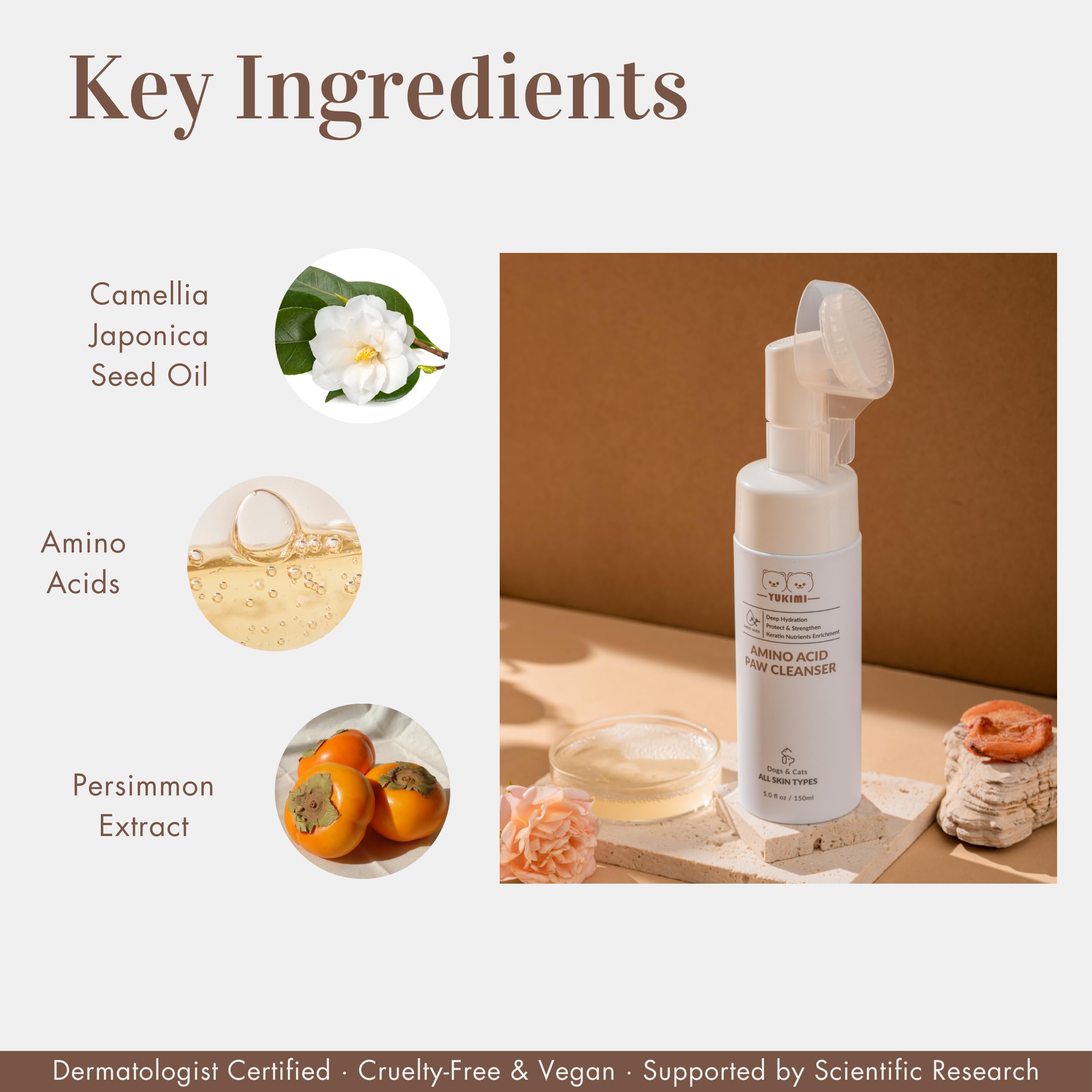 YUKIMI Premium Paw Cleanser lather close-up highlights silky fur after cleansing