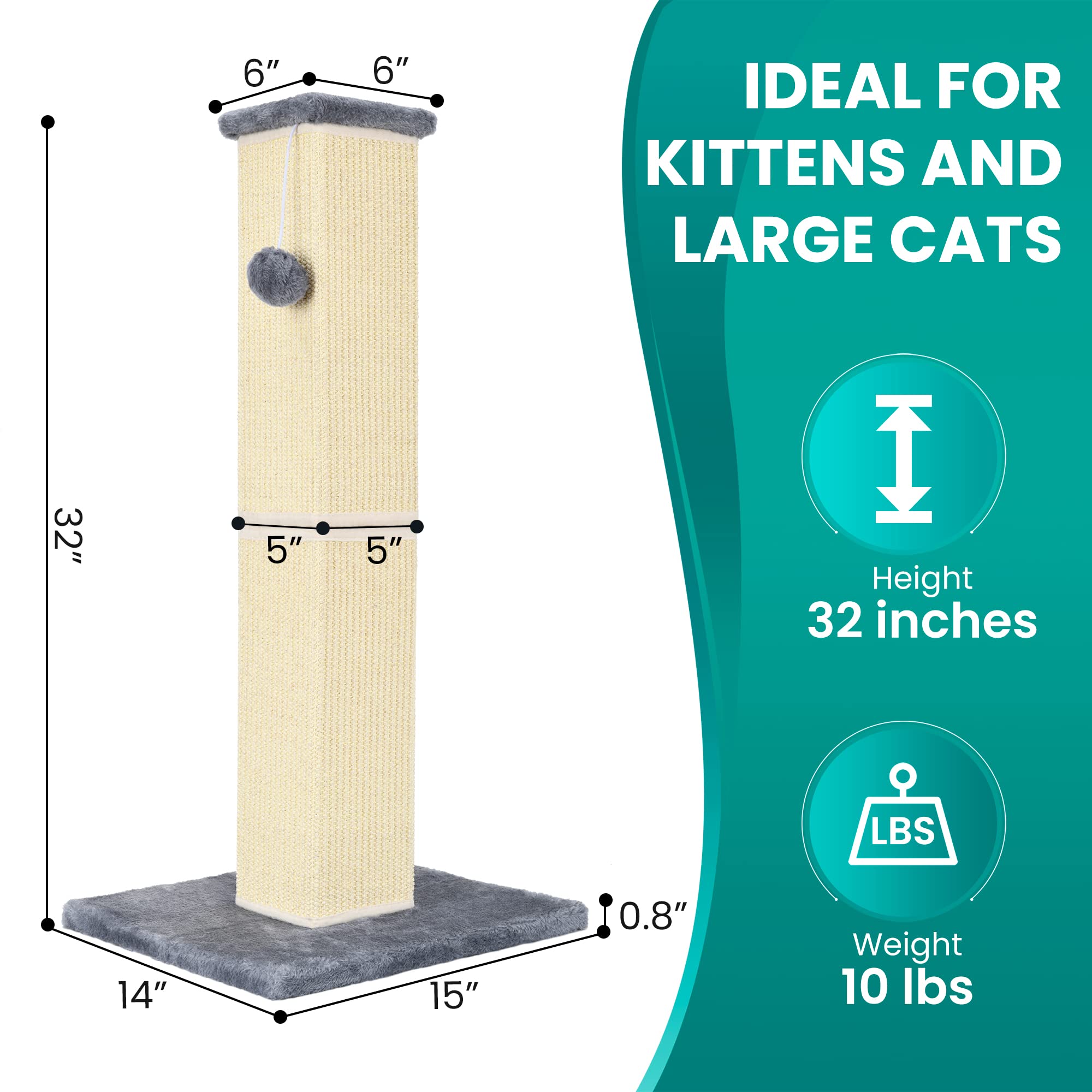 YULOYI cat scratching post sisal pillars for durable scratching.