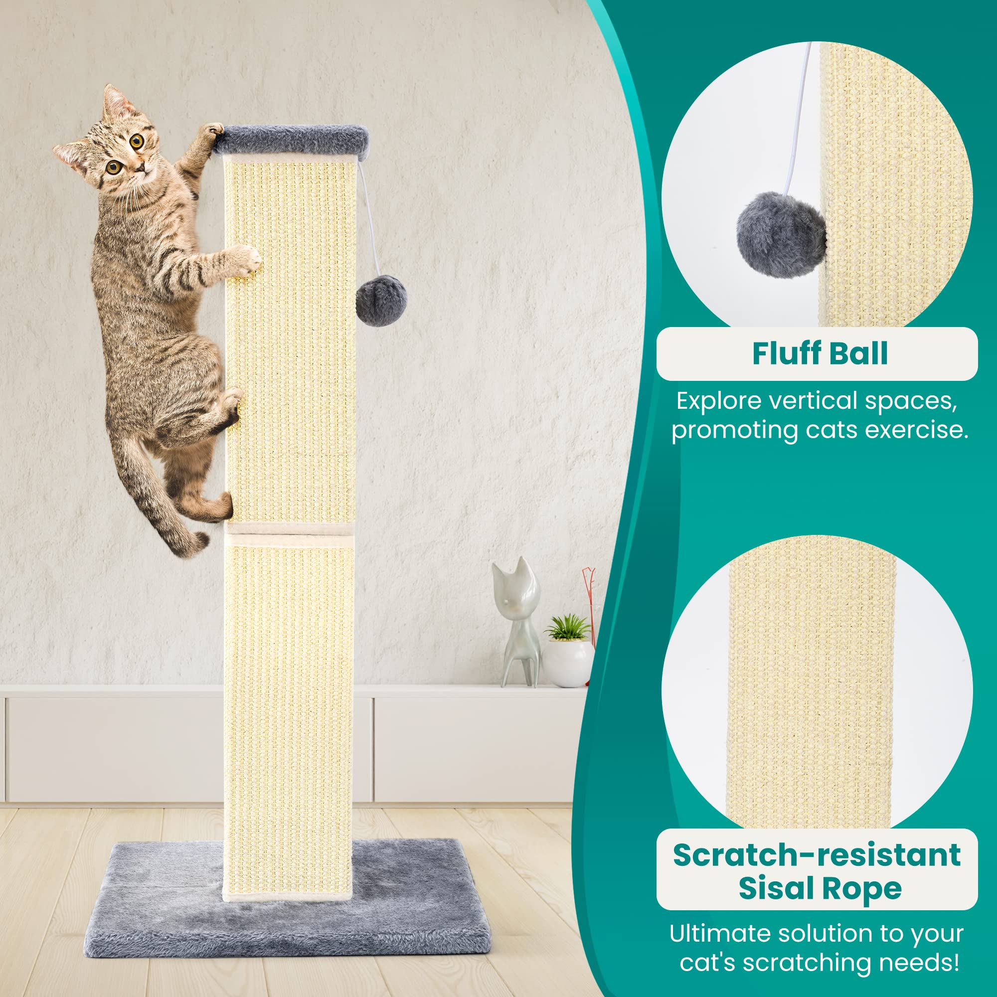 YULOYI 32-inch height supports full-body stretch in cats.