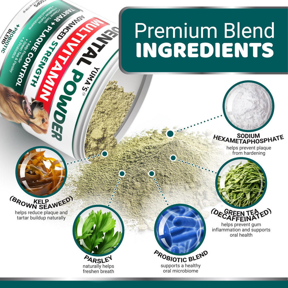 YUMA'S Advanced Dog Dental Powder USA-made facility seal signals quality