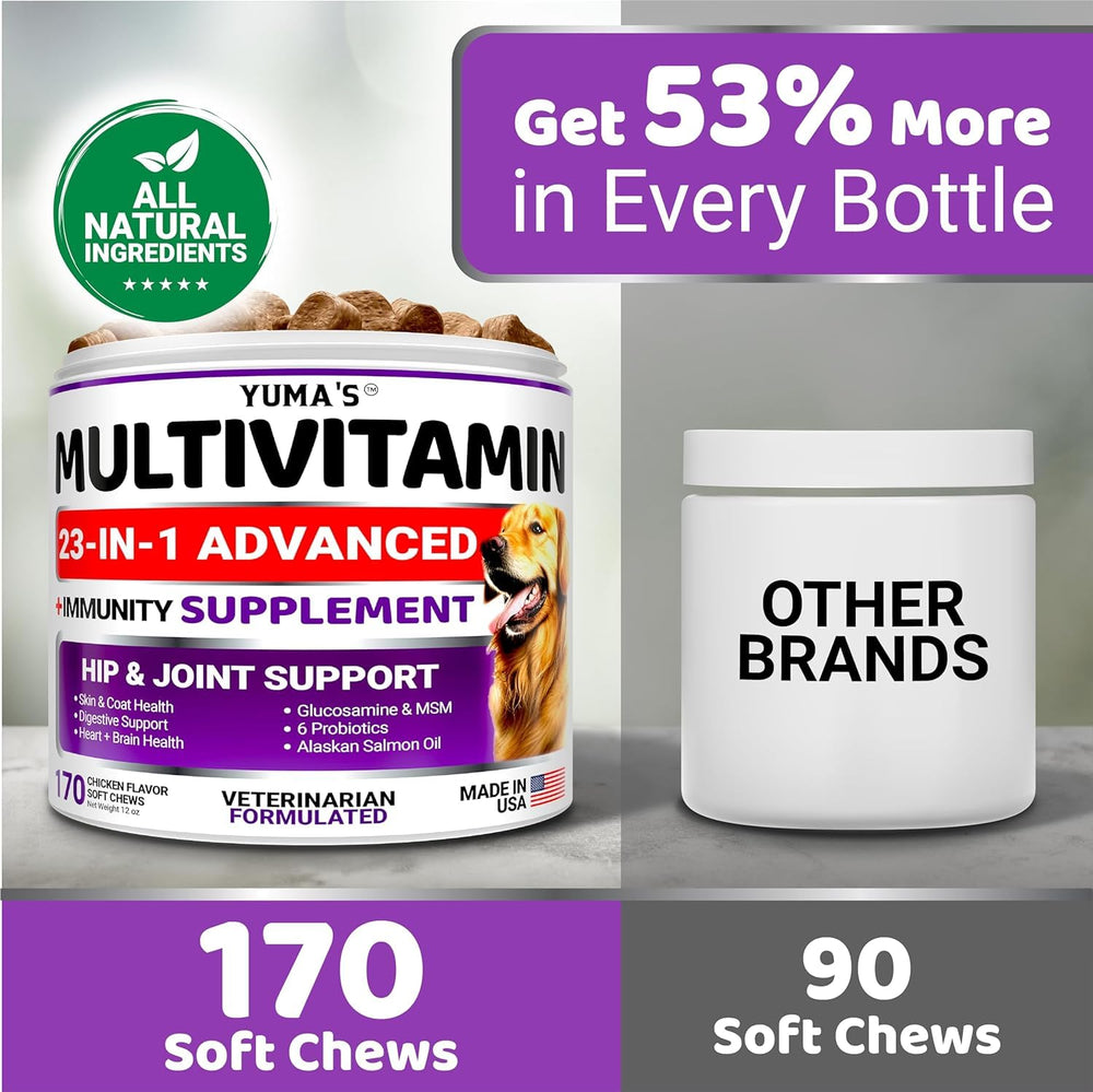 YUMA'S dog multivitamin USA made and veterinarian formulated quality.