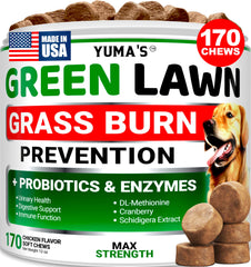 YUMA'S dog urine neutralizer chews tub promotes lawn health and digestion.