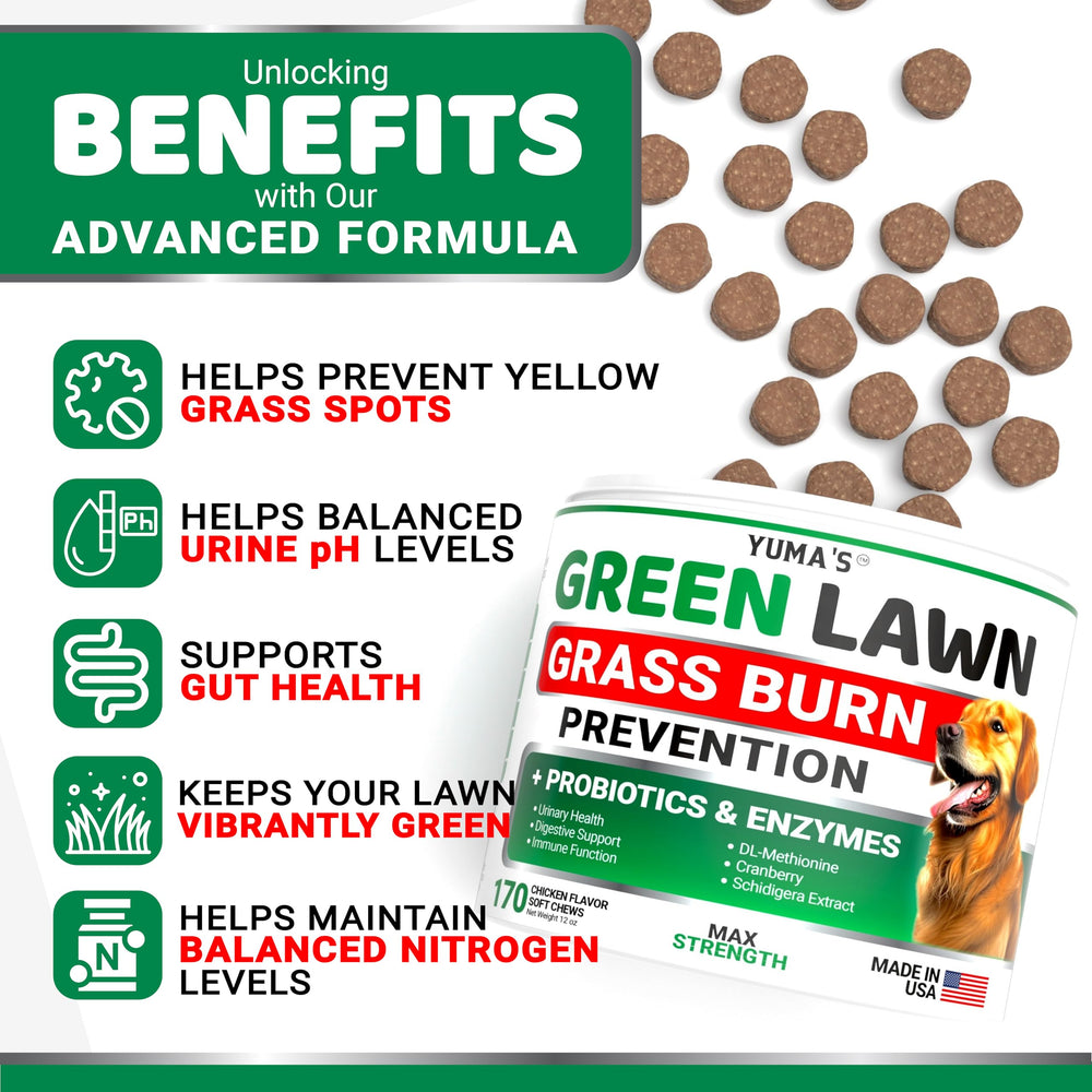 YUMA'S urine neutralizer improves lawn look with fewer yellow spots.