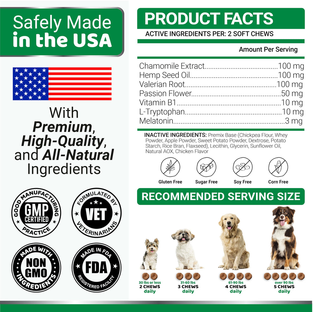 YUMA'S Hemp Calming Chews made in USA for trusted dog wellness