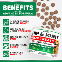 YUMA'S hip joint chews close-up texture highlights palatability and easy daily use.