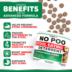 YUMA'S No Poo Chews dog chews close-up emphasizes tasty, easy-to-administer supplement.