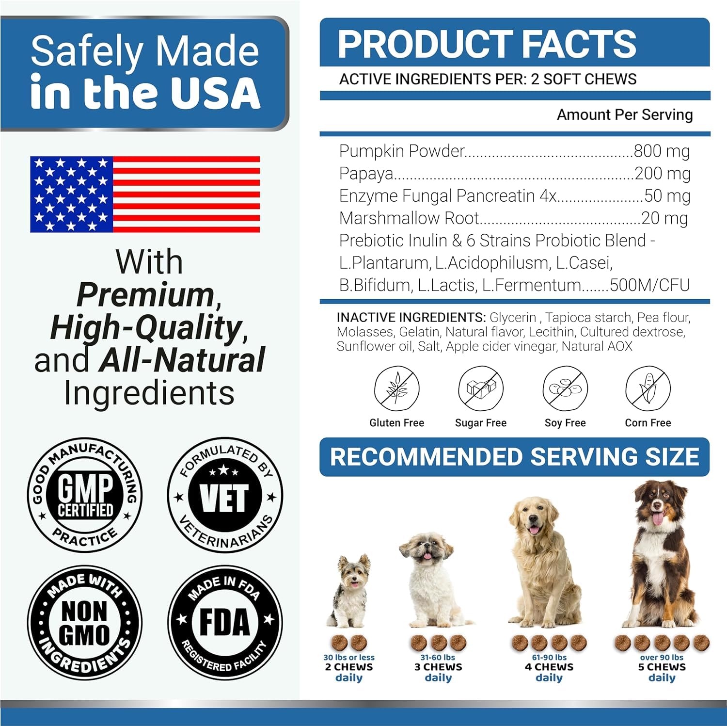 YUMA'S dog probiotics made in USA facility ensures quality