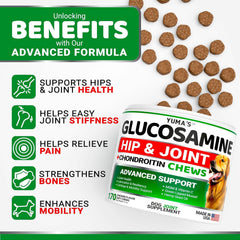 Two-pack packaging for YUMA'S dog joint supplement for ongoing hip health.