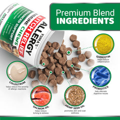 YUMA'S Dog Allergy Relief Chews dog eating demonstrates real-world use for itch relief.