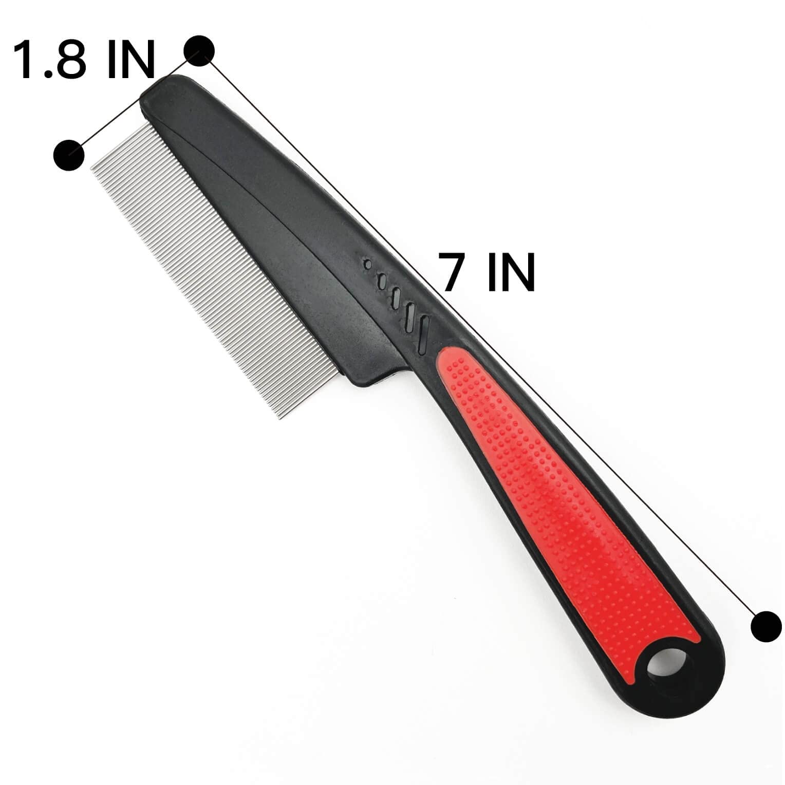 Yumflan flea comb red handle in use on a pet for gentle grooming