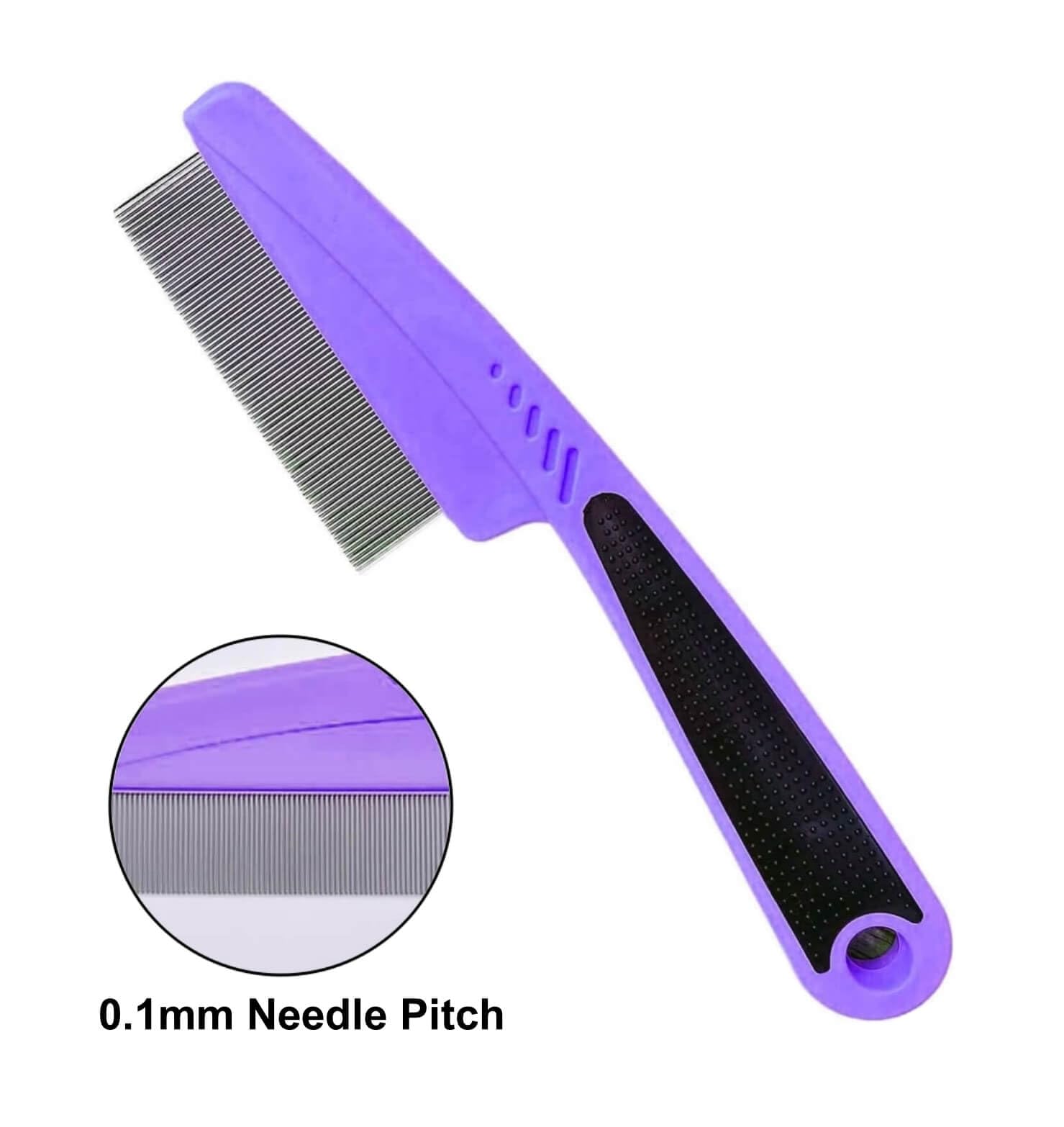 yumflan flea comb rubber handle in hand shows comfortable grip