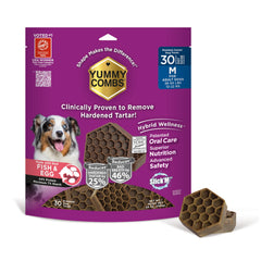 Yummy Combs dog treats pack shot for daily dental routine