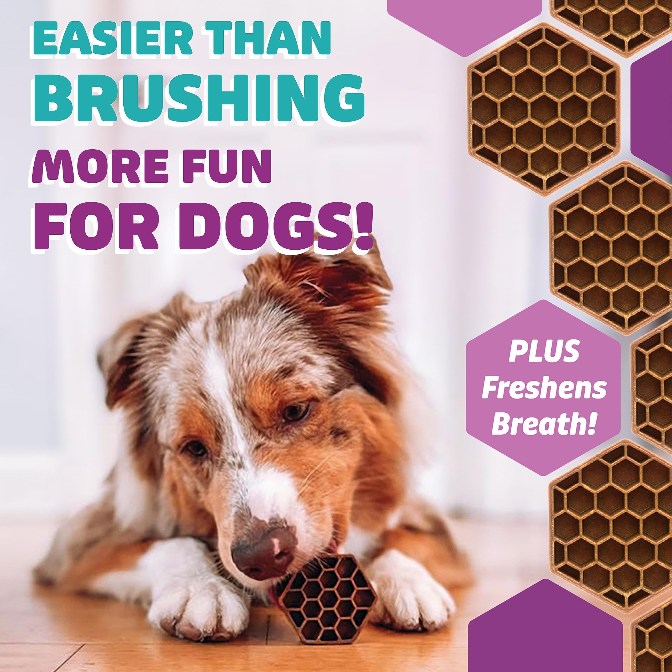 Yummy Combs honeycomb shape detail showing 360-degree cleaning action.