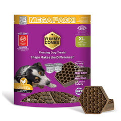 Yummy Combs honeycomb-shape dog treats deliver 360-degree cleaning.