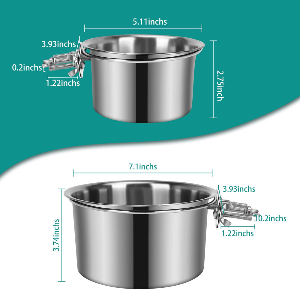 Yummy Sam crate-hanging large bowls provide stable feeding for dogs in kennels.