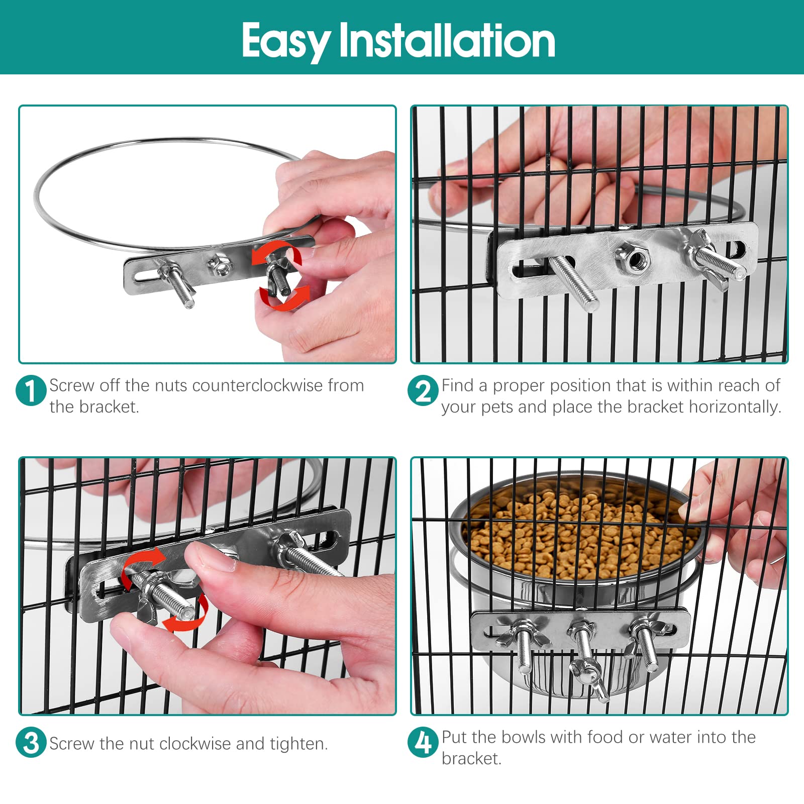 Yummy Sam easy-install stand secures bowls to any crate.