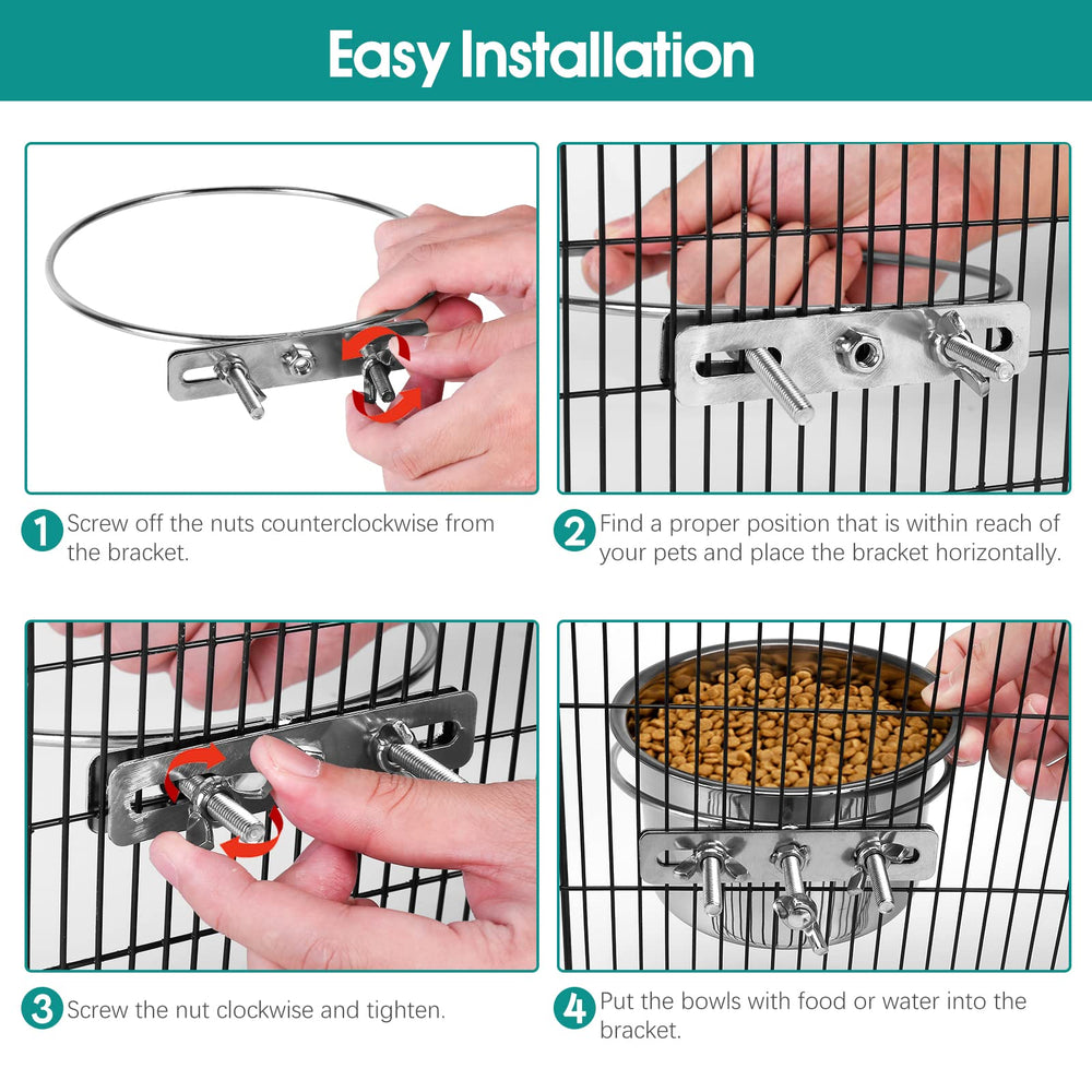 Yummy Sam easy-install stand secures bowls to any crate.