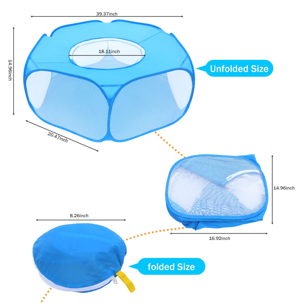 Yummy Sam foldable blue playpen with storage bag for portable travel