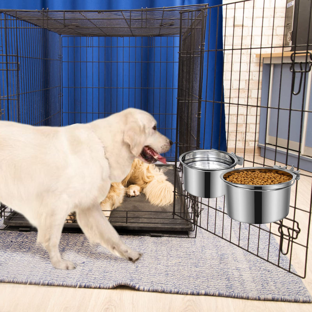 Yummy Sam large-dog dual bowls meet food and water needs in kennels.