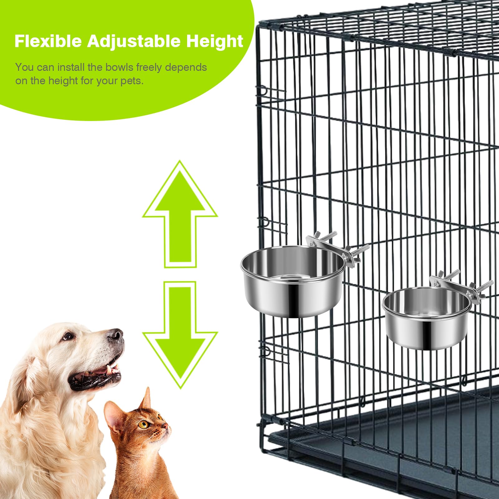 Yummy Sam raised-design space-saving dog bowl keeps kennel tidy.