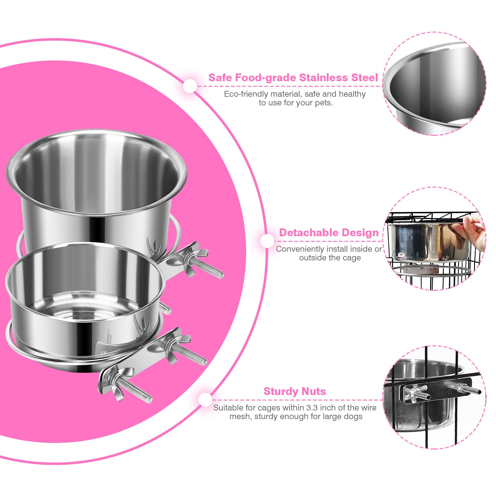 Yummy Sam small dog food bowl fits 5.1x2.9 inch space