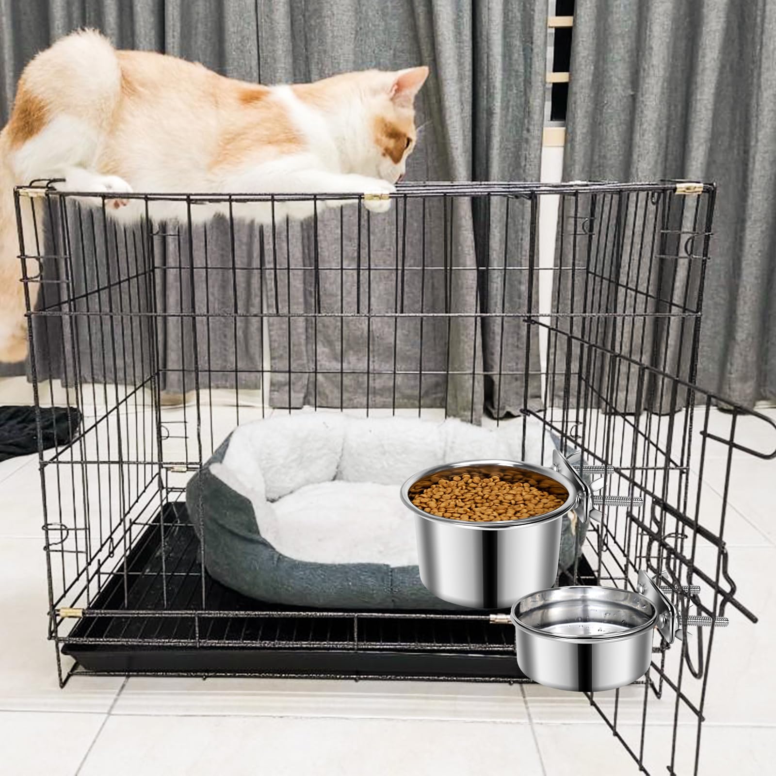 Yummy Sam space-saving kennel design elevates bowls off the floor