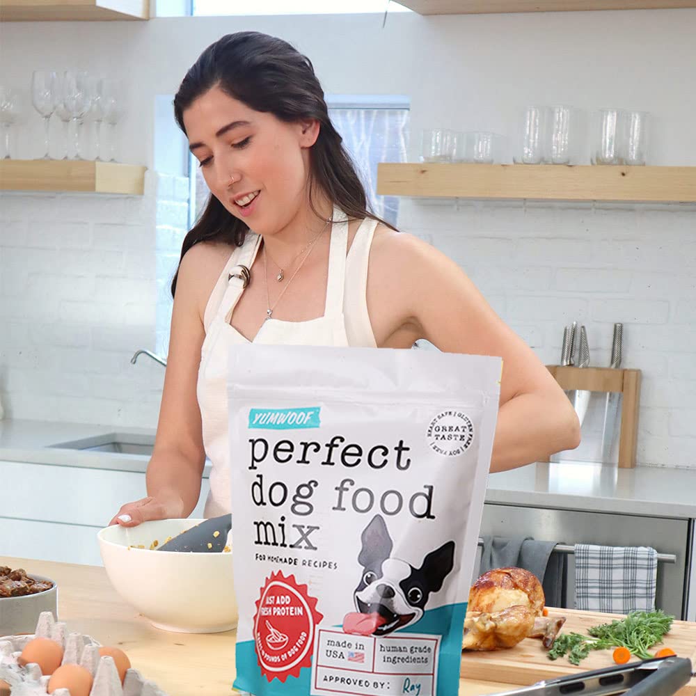 Yumwoof Perfect Dog Food Mix includes pumpkin and seeds for flavor and fiber.