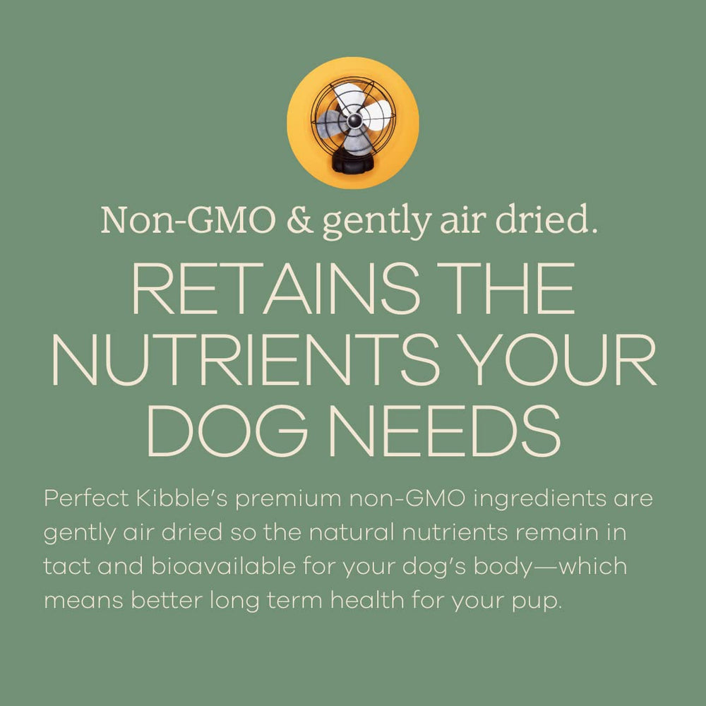 Yumwoof Perfect Kibble chicken ingredients highlight wholesome protein source.