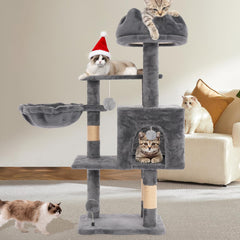 Yungaspy Cat Tree Tower Cloud Top Perch boosts vertical lounging and curiosity.