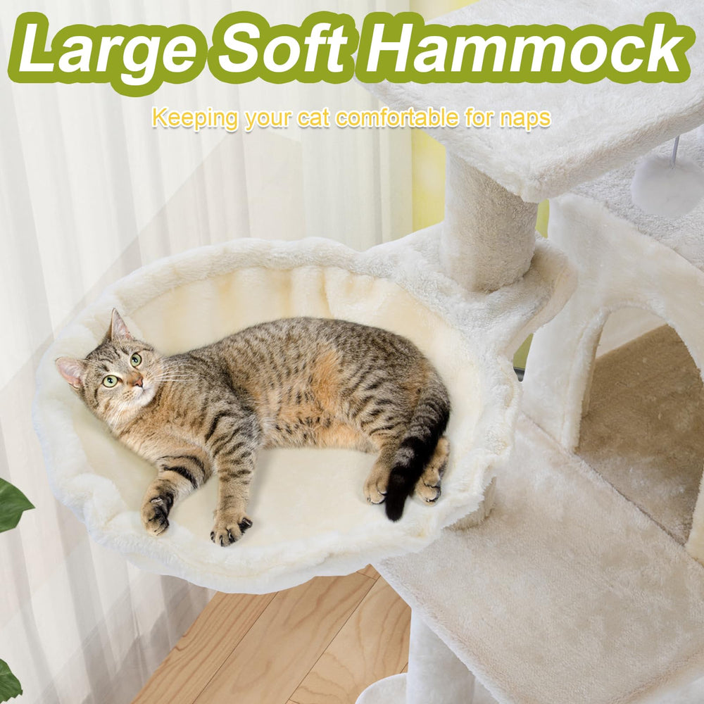Yungaspy cat tree tower with five-layer design offers climbing thrills and observation points.