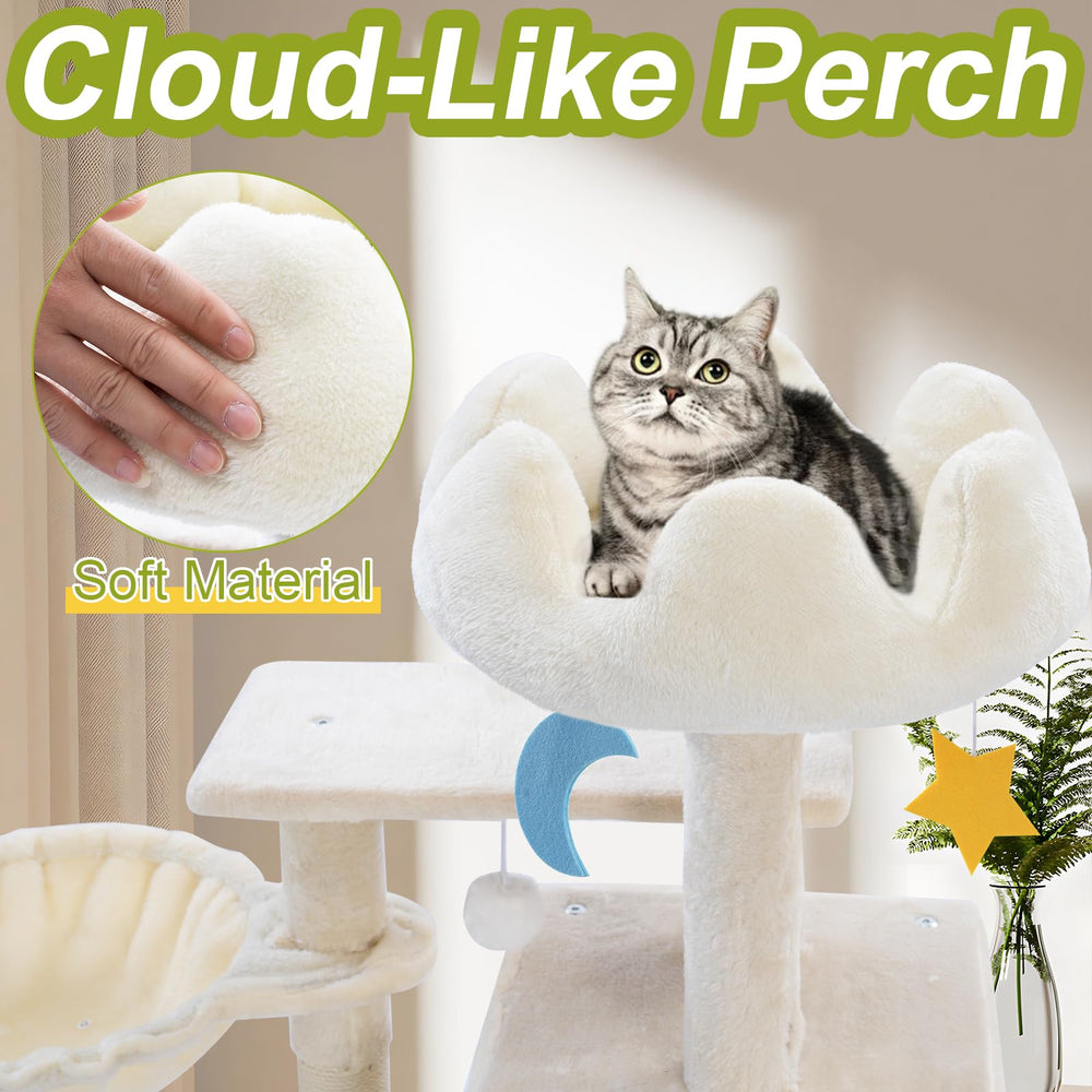 Yungaspy cat tree tower with natural sisal post invites scratching to keep claws healthy.