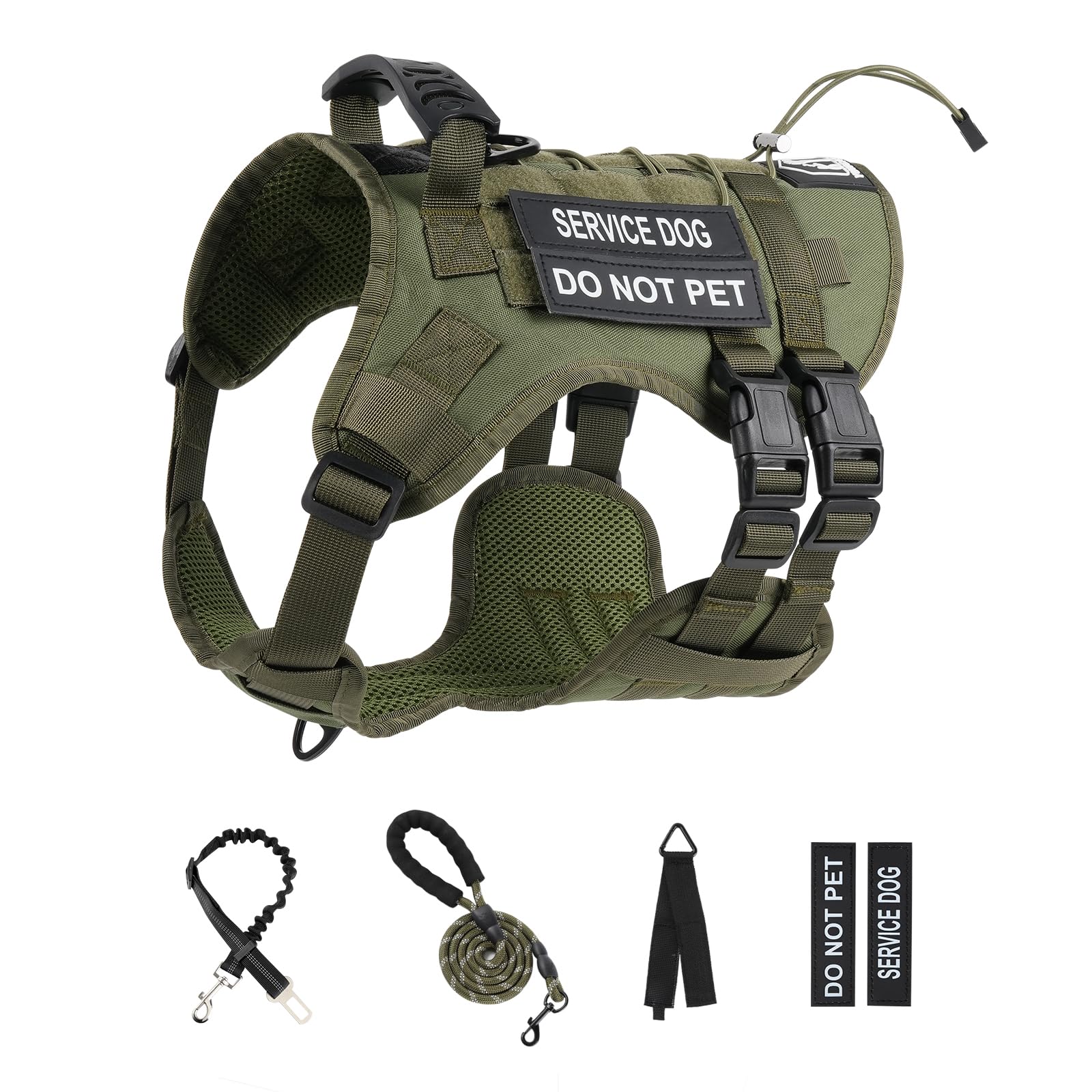 Yungaspy leash set included with harness, durable car-seatbelt and storage strap.