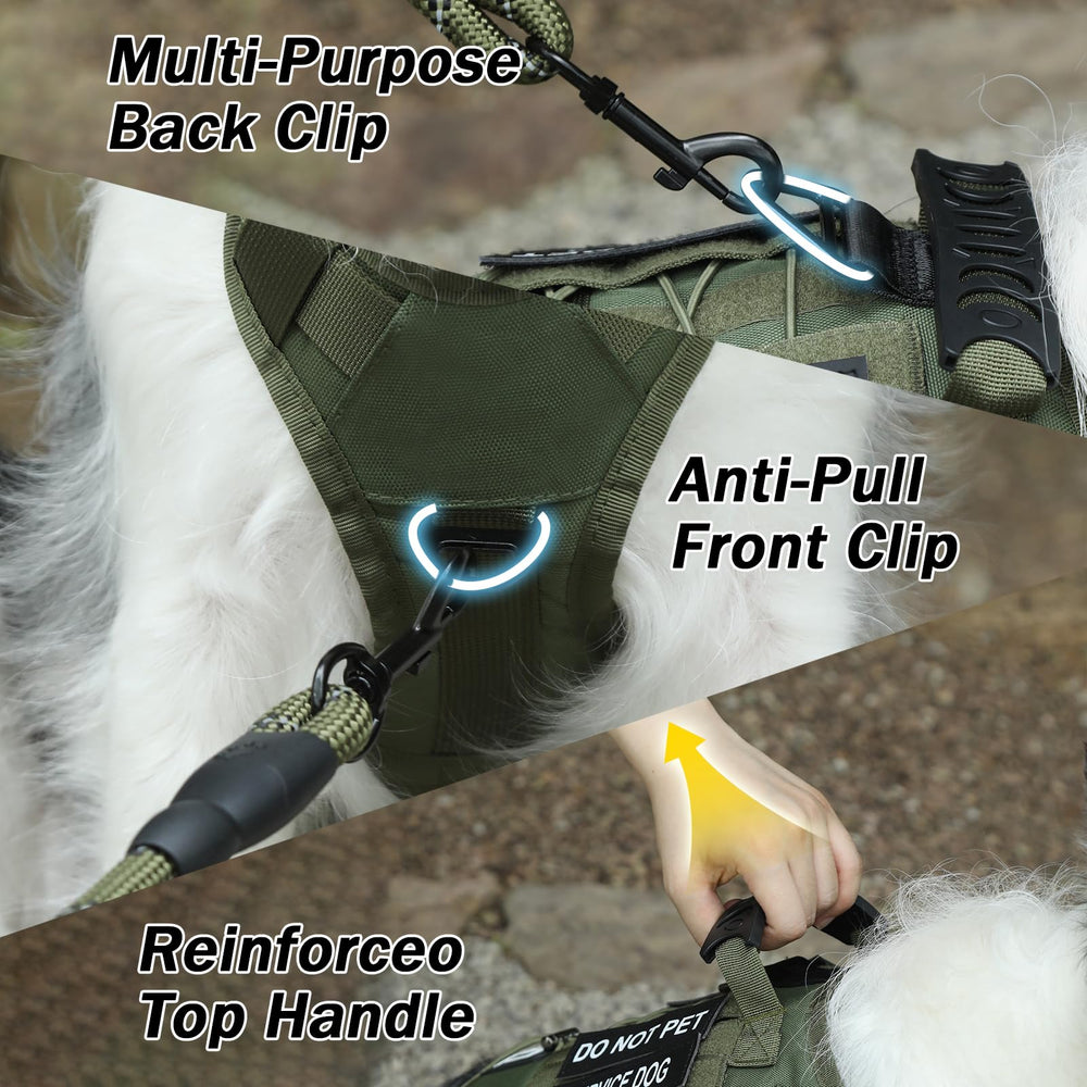 Yungaspy No Pull harness closeup, green, sturdy buckles for reliable fittings.