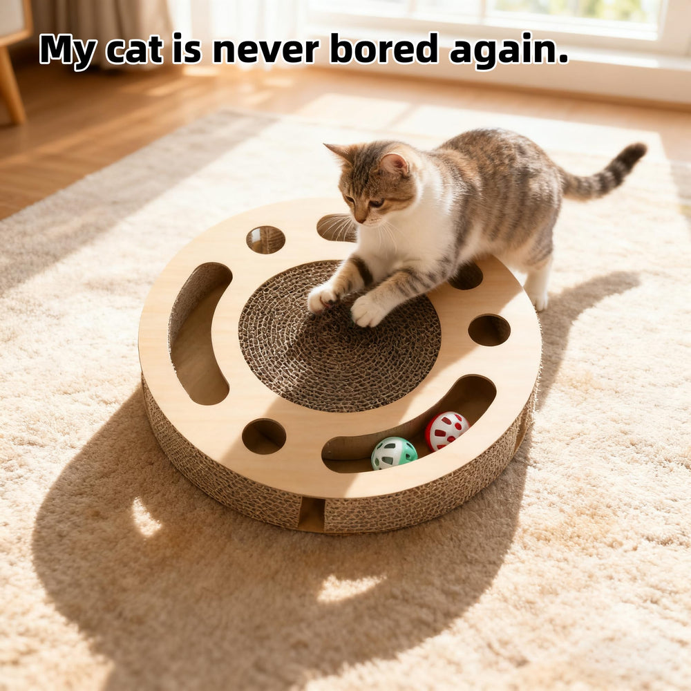 YUNIQUE bell ball within track provides tactile sounds for playful, solo cat engagement.