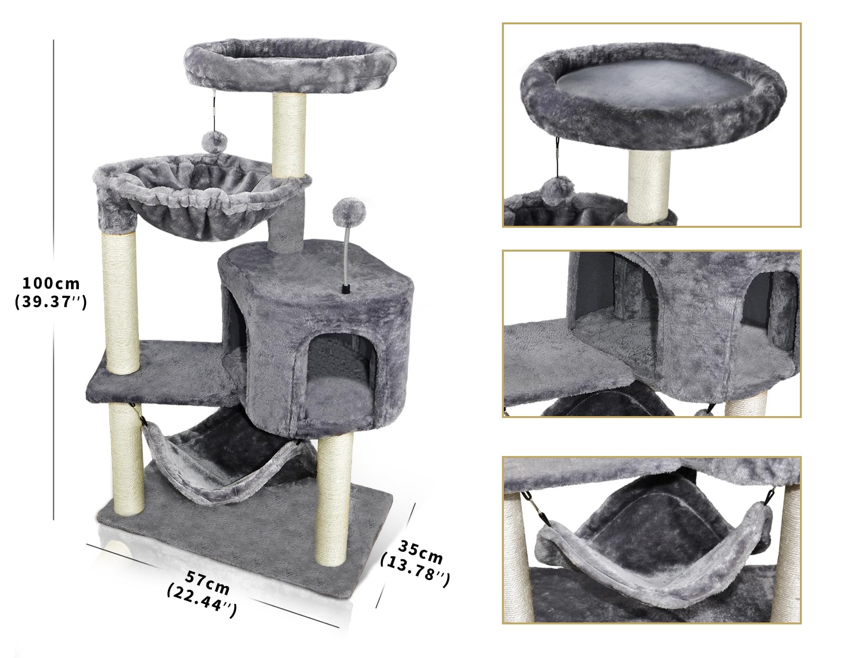 YUNIQUE cat tree hanging ball provides interactive play