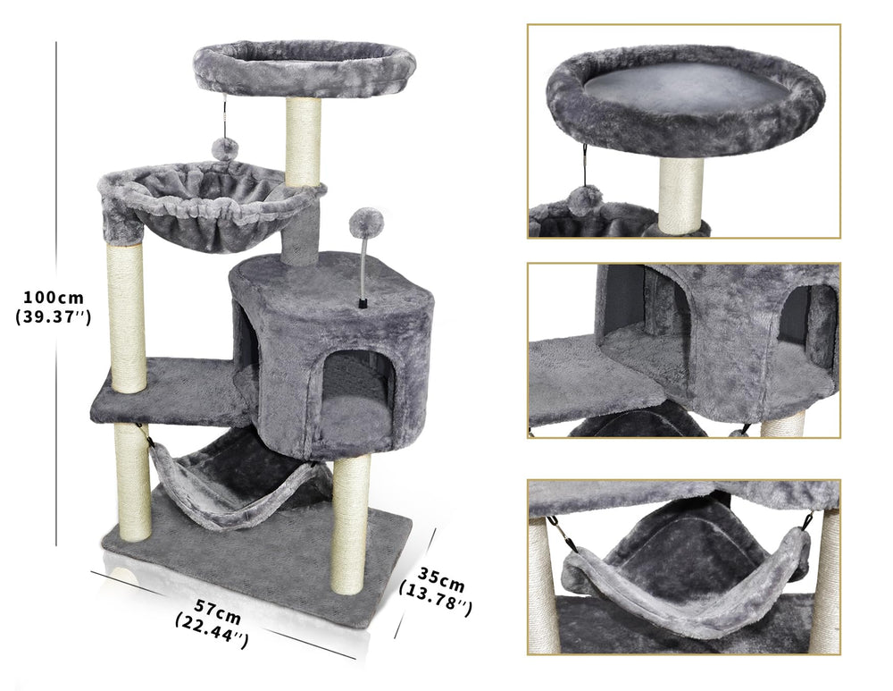 YUNIQUE cat tree hanging ball provides interactive play