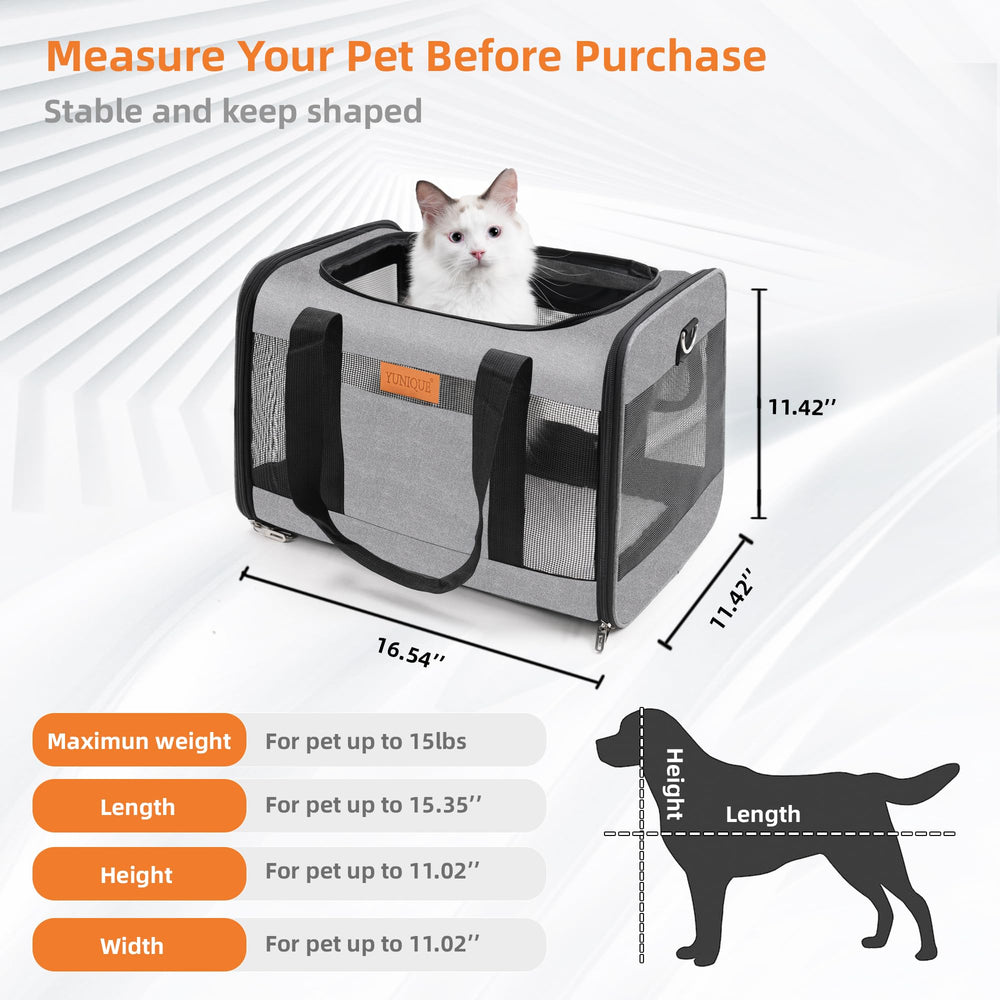 YUNIQUE carrier-airline-approved design makes travel easier for small pets.