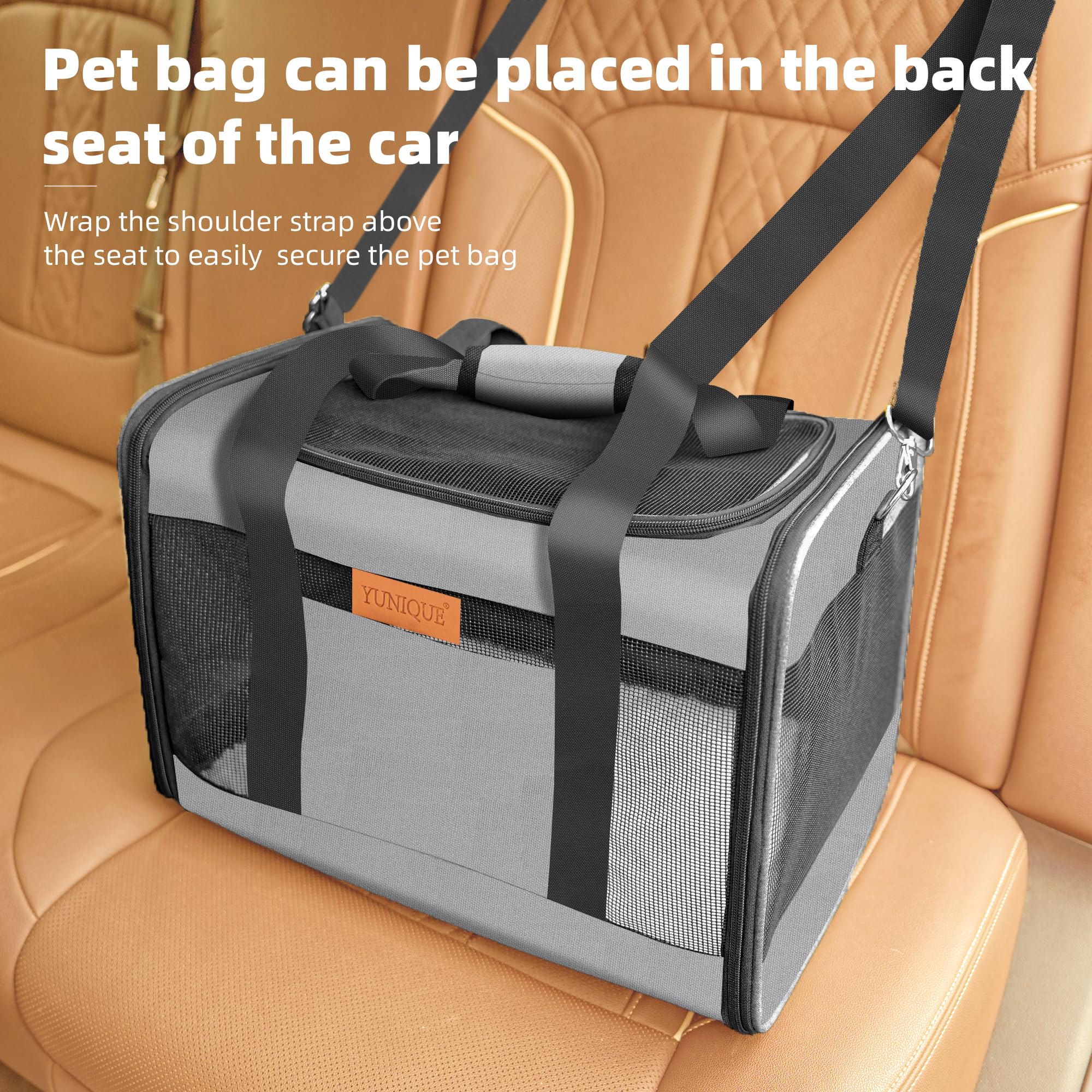 YUNIQUE pet carrier ideal for daily outings and quick trips with pets up to 15 lbs.