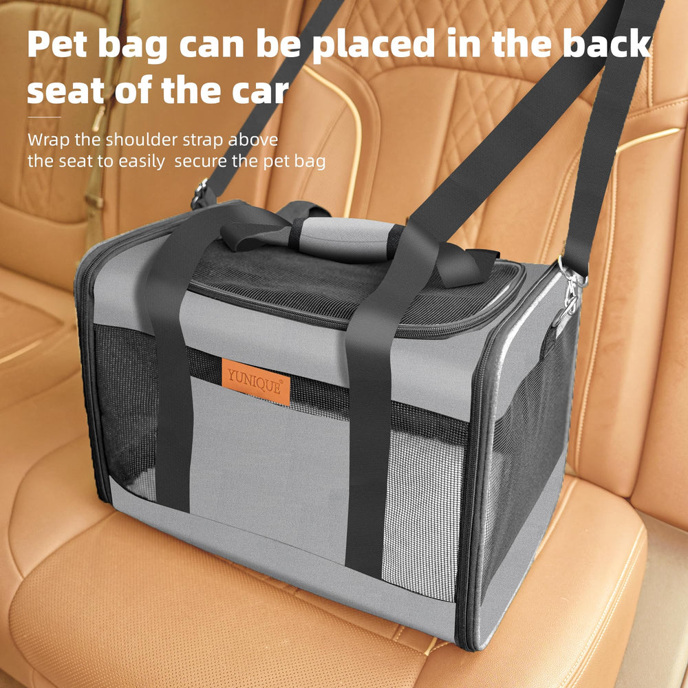 YUNIQUE pet carrier ideal for daily outings and quick trips with pets up to 15 lbs.