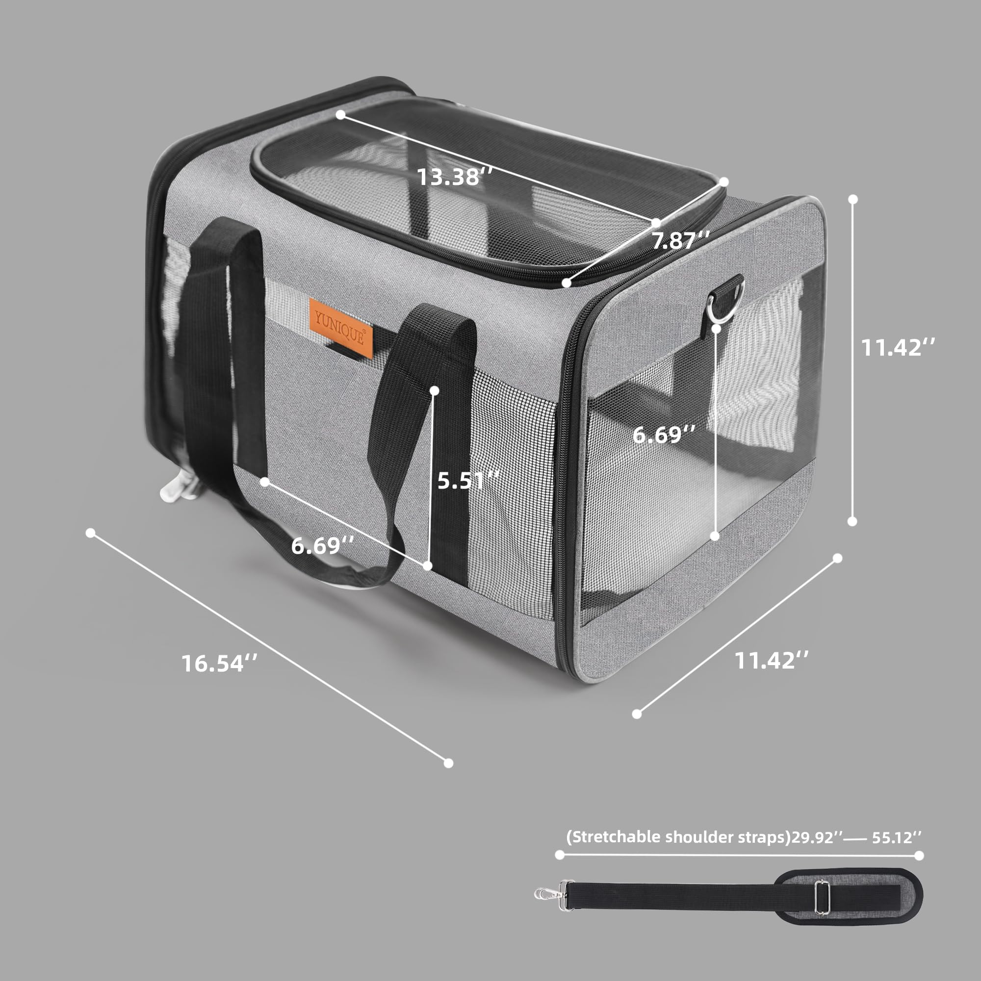 YUNIQUE carrier ergonomic-handle ensures comfortable lifting during long trips.