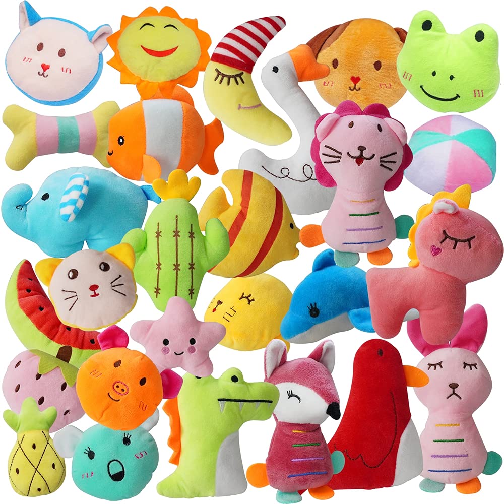 YUNKINGDOM 27-pack puppy squeaky toy set with varied shapes for interactive play